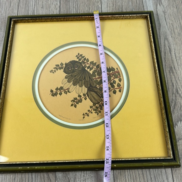 Vintage Ltd Edition Owl in a Branch signed numbered lithograph Yvonne Davis 77’ - Picture 7 of 9